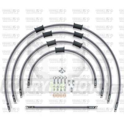 STANDARD Hadice přední brzdy sada Venhill POWERHOSEPLUS KAW-11006FS (3 hadice v sadě) Průhledné hadice, nerezové koncovky
