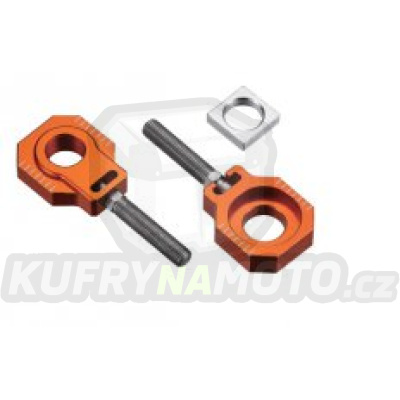 ACCEL napínák zadní osy se šrouby KTM SX/SXF/EXC 125-530 '08-'12 (průměr 20MM) barva oranžová (kompletní-2ks)