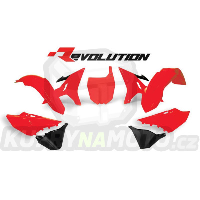 sada plastů Yamaha, RTECH (neon červená-černá, 6 dílů)