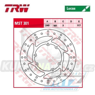Kotouč brzdový TRW MST301 (240/101/6D) - Honda CR125+CR250+CR500 + CRF250R+CRF250RX+CRF250X+CRF450R+CRF450RX+CRF450X
