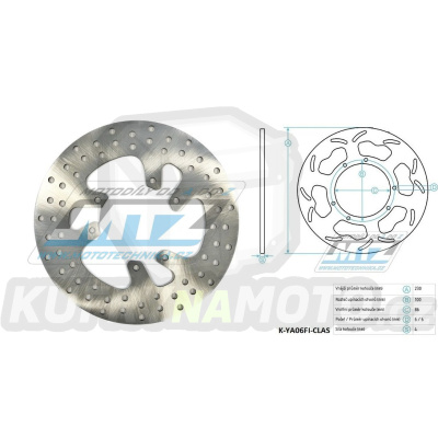 Kotouč brzdový (230/86/6D) - Yamaha DT125LC / 82-87+DT125R / 88-06+DTZ125 Tenere / 89-94+WR125 / 90-92 + YZ125+YZ250 / 86-89 + YZ360 / 89-93+WR500 / 92-93 + TT350 / 86-99 + TT600R / 84-92 + TM GS125 / 90-92