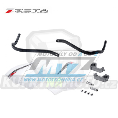 Bástry (kryty páček) ZETA Armor-Guard XC PRO KIT s kitem - ZETA ZE72-5050 - KTM + Husqvarna + Gas-Gas + Beta + Sherco - barva černá hlíníková výztuha / bílé kryty rukou
