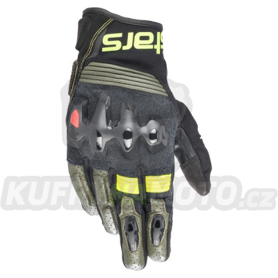 rukavice HALO, ALPINESTARS (černá/zelená/žlutá fluo) 2024