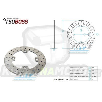 Kotouč brzdový (220/105/4D) - kulatý desing CLASSIC - Honda CBR125+CBR250 + CBR600+CBR900+CBR1000 + VTR250+VTR1000 + CB250F+CB400+CB600F Hornet+CRF250+XR650L+NSS250+FES250+TRX400 + Triumph 600+650+675+955 Daytona+600 Speed Four+675+900+955+1050 Speed