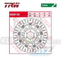 Kotouč brzdový plovoucí TRW MSW236 (296/62/6D) - kulatý design - Honda CBR600F+CBR900RR+VFR800+XL1000V Varadero+GL1500+GL1800 Goldwing + Indian