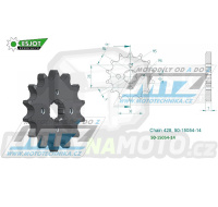 Kolečko řetězové (pastorek) 15054-14zubů ESJOT 50-15054-14 - Kawasaki KLX125 / 10-14 + Suzuki FL125 / 07-09 + Benelli TNT125 / 17-21 + Mash 50 Fifty / 16