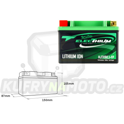 ELECTHIUM baterie lithiová s indikátorem nabítí HJTX9(L)-FP (150X87X105) (YTX9-BS, YTR9-BS, YTX9A-BS) (váha 0,7KG)