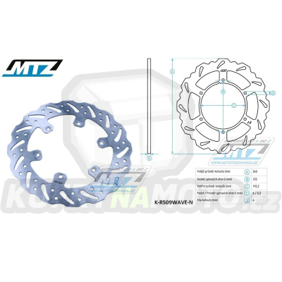 Kotouč brzdový MTZ nerezový - zubatý desing Wave - Beta RR125+RR200+RR250+RR300 + RR350+RR390+RR400+RR430 + RR450+RR480+RR498 + Xtrainer