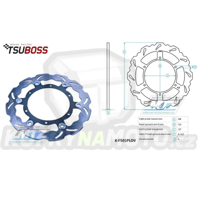Kotouč brzdový PLOVOUCÍ - zubatý desing Wave -  KTM SX+SXF+EXC+EXCF+EXCR+GS+MXC+LC4+SC+SMR+SXS+SXC+XC+XCF+XCW + Husaberg FE+FS+FX+FC+TE + Husqvarna FC+FE+TC+TE