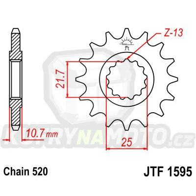 Řetězové kolečko JT JTF 1595-16RB 16 zubů, 520