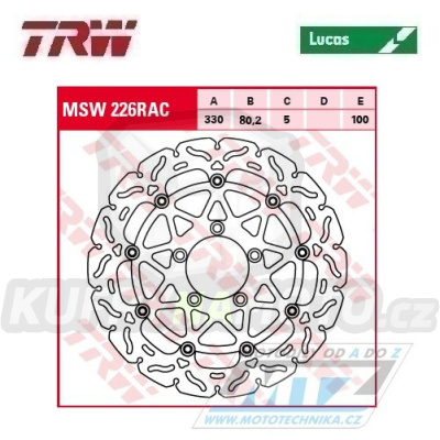 Kotouč brzdový plovoucí TRW MSW226RAC (330/80/5D) - zubatý design - Kawasaki ZX10R Ninja / 16