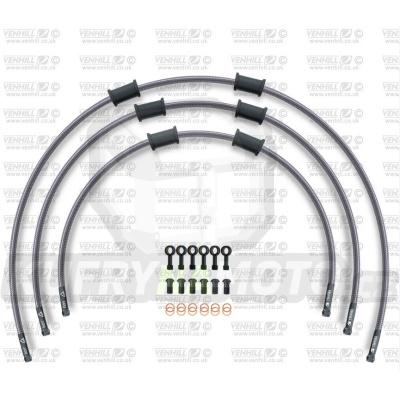 STANDARD Hadice přední brzdy sada Venhill POWERHOSEPLUS HON-5005FB (3 hadice v sadě) Průhledné hadice, černé koncovky