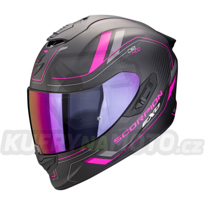 Moto přilba SCORPION EXO-1400 EVO II CARBON AIR MIRAGE matná černo/růžová