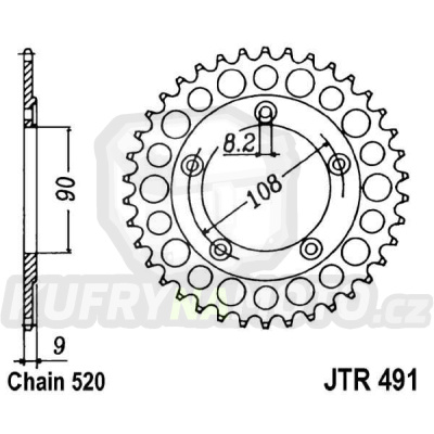 Řetězová rozeta JT JTR 491-38 38 zubů, 520