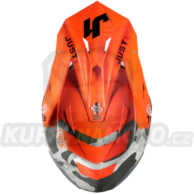 Kšilt JUST1 J39 KINETIC camo šedo/červeno/fluo oranžový