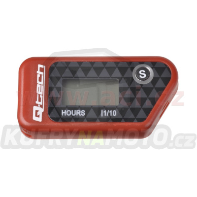měřič motohodin bezdrátový s nulovatelným počítadlem, Q-TECH (červený)