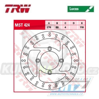 Kotouč brzdový TRW MST424 (276/88/4D) - Honda XL125V Varadero / 01-13