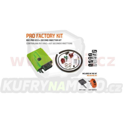 PRO FACTORY KIT řídící jednotky RX1 PRO s přepínačem MAP a druhým vstřikovačem, GET (kit-ECU+přepínač MAP+WifiCOM+vstřikovač č.2)