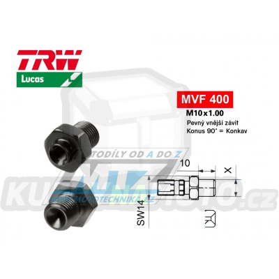 Koncovka brzdové hadice TRW VarioFlex MVF400 (šroubení vnější závit M10x1 pevné) - barva titan