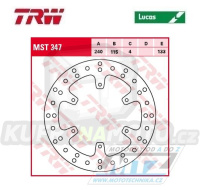 Kotouč brzdový TRW MST347 (240/115/6D) - Yamaha YZ125 / 99-01 + YZ250 / 99-01 + YZF250 / 01 + YZF400 / 99 + YZF426 / 00-02 + WRF250 / 01 + WRF400 / 99-00 + WRF426 / 01