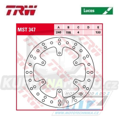 Kotouč brzdový TRW MST347 (240/115/6D) - Yamaha YZ125 / 99-01 + YZ250 / 99-01 + YZF250 / 01 + YZF400 / 99 + YZF426 / 00-02 + WRF250 / 01 + WRF400 / 99-00 + WRF426 / 01