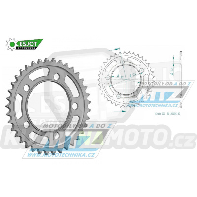 Rozeta ocelová (převodník) 0898-37zubů ESJOT 50-29035-37 - KTM 950 LC8 Supermoto + 990 Supermoto + 990 SMR + 990 SMT + 990 Superduke + 1190 RC8 + 1190 RC8 R