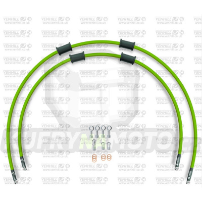 Hadice zadní brzdy Venhill POWERHOSEPLUS DUC-9005R-GR (2 hadice v sadě) zelené hadice, chromové koncovky
