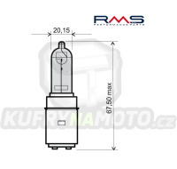 Žárovka RMS 246510350 12V 35/35W BA20D modrá