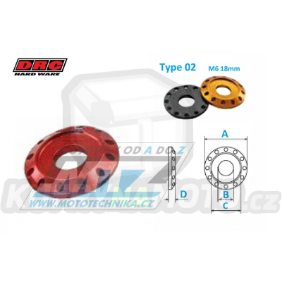 Podložka Alu ¤6 - DRC Aluminum Spacer Type02 (M6 18mm) - DRC D58-57-224 - červená