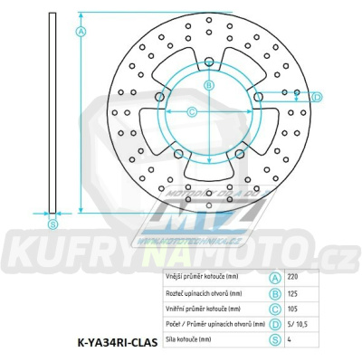 Kotouč brzdový (220/105/5D) - Yamaha YZF-R6 / 03-20 + YZF-R1 / 04-20 + MT-10 / 16-20