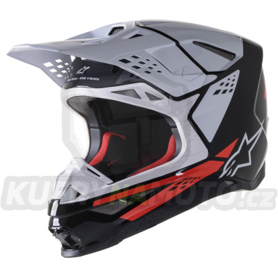 přilba SUPERTECH S-M8 FACTORY, ALPINESTARS (černá/bílá/červená fluo lesklá) 2023