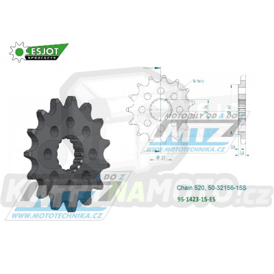 Kolečko řetězové (pastorek) 1423-15zubů ESJOT 50-32156-15S - Suzuki GSXR1000 / 09-16 + GSX-R1000