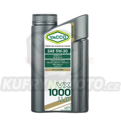 Motorový olej YACCO VX 1000 LL III 5W30, 1 L