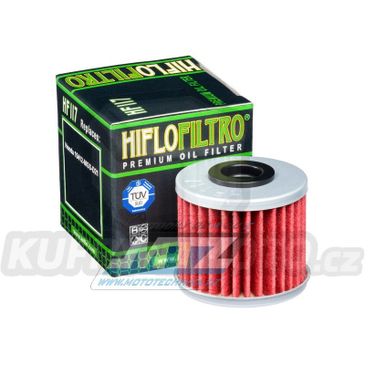 Filtr olejový HF117 (HifloFiltro) - Honda NC700+NC750+CTX700 + CRF1000 Africa Twin+CRF1100 Africa Twin + GL1800 Gold Wing + 700 Integra+750 Intergra+750 Vultus + X-ADV750+C125+MSX125 Grom+Z125M + SXS1000 Pioneer+Talon