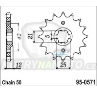 Kolečko řetězové (pastorek) 0571-17zubů MTZ - Yamaha XS250 + XJ400 + XS400DOHC + XJ550 + FJ600 + FZ600 + XJ600 + YX600