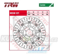 Kotouč brzdový plovoucí TRW MSW221 (300/64/6D) - kulatý design - Cagiva Freecia + Ducati + Indian + Moto Guzzi + Moto Morini + Victory + Yamaha TZ+XJR+FZR+FZS Fazer+TDM+TRX