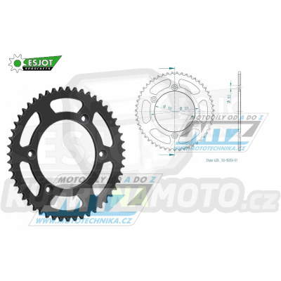 Rozeta ocelová (převodník) 0797-51zubů ESJOT 50-15053-51 - Kawasaki KLX125+KLX125L / 03-06 + Suzuki DRZ125+DRZ125L / 03-20