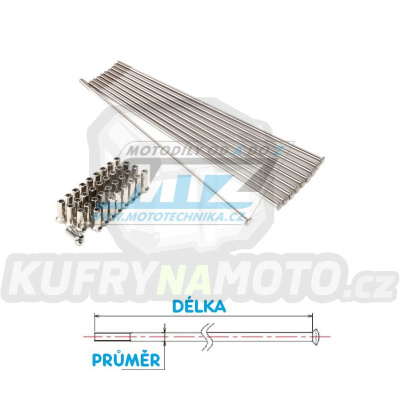 Drát/Špice do kola + Niple - nerezová univerzální přímá - průměr 3,6mm / délka 130mm