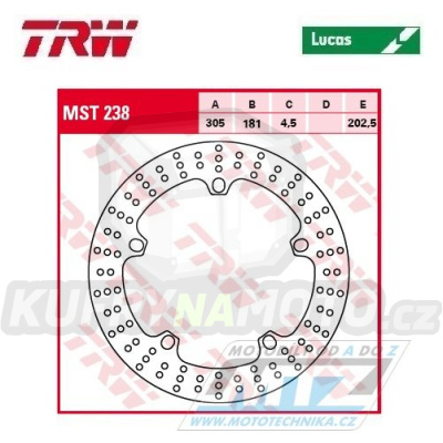 Kotouč brzdový TRW MST238 (305/181/5D) - BMW R1100S / 98-00+R1200GS / 04-18+R1200GS Adventure / 06-18