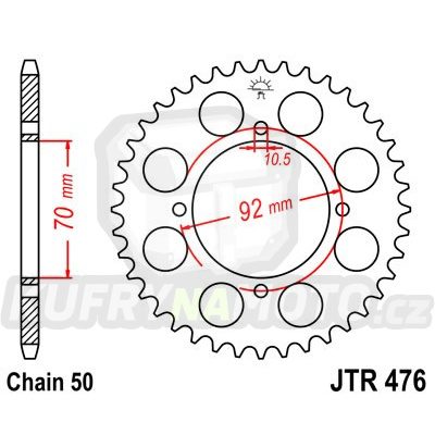 Řetězová rozeta JT JTR 476-43 43 zubů, 530
