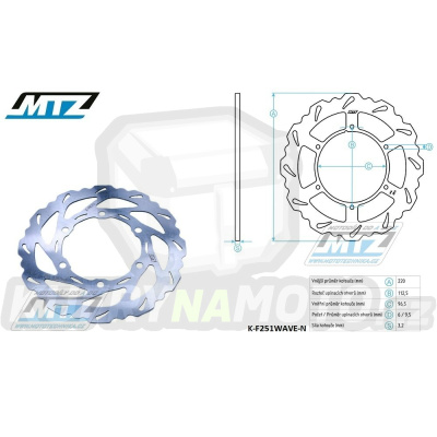 Kotouč brzdový MTZ nerezový - zubatý desing Wave - Kawasaki KX85 / 01-24 + KX100 / 01-21 + KX112 / 22-24