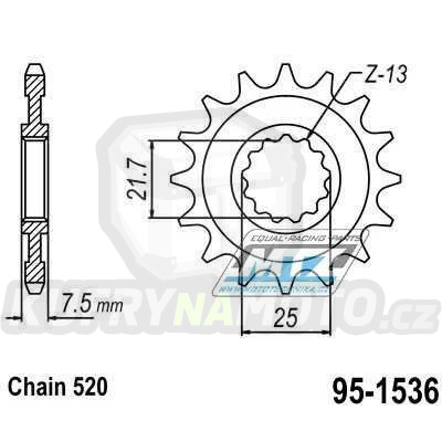 Kolečko řetězové (pastorek) 1536-16zubů MTZ - Kawasaki KSF450+KXF450 + ZX6R Ninja