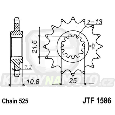 Řetězové kolečko JT JTF 1586-17RB 17 zubů, 525 pogumované