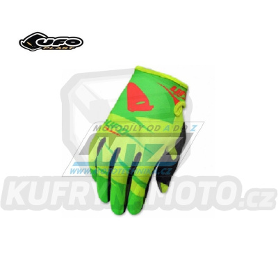 Rukavice motokros dětské UFO HYDRA - žluto-zelené - velikost XL