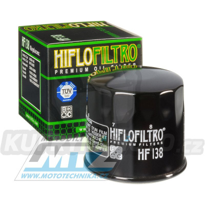 Filtr olejový HF138 (HifloFiltro) černý - Suzuki GSF+GSX+GSXR+GSXS + DL+TL+SV+SFV+GV+RF + VS+VL+VLR+VZ+VZR+VX + AN650 Burgman + LTA+LTF+KLT + Aprilia RSV1000+RS660+Tuono 660+Tuono 1100+RSV4 + Arctic Cat+Bimota+Cagiva+Kawasaki+Kymco+Sachs