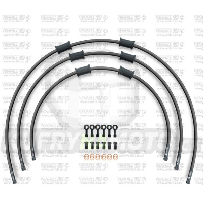 STANDARD Hadice přední brzdy sada Venhill POWERHOSEPLUS HON-5008FB-BK (3 hadice v sadě) černé hadice, černé koncovky