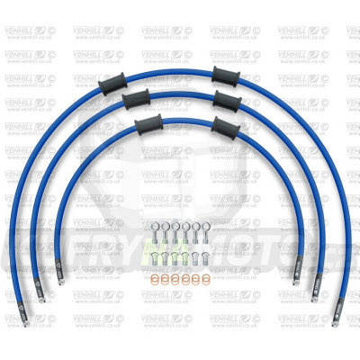 STANDARD Hadice přední brzdy sada Venhill POWERHOSEPLUS SUZ-11001F-SB (3 hadice v sadě) modré hadice, chromové koncovky