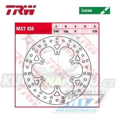 Kotouč brzdový TRW MST438 (240/110/6D) - KTM Adventure990R / 09-13 + Adventure990S / 06-08