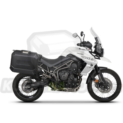 Kompletní sada bočních černých hliníkových kufrů SHAD TERRA BLACK 36L/47L , včetně montážní sady SHAD TRIUMPH Tiger 800