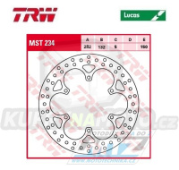 Kotouč brzdový TRW MST234 (282/132/6D) - Yamaha XT600E / 95-03 + XT600K / 94-95 + XTZ660 Tenere / 91-99 + XV750 Virago+XVS1100 DragStar / 03-07 + TZR125+TZR50+TZR80+TDR125 + XP500 Tmax / 01-03